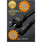 Derwell 3 Metre C7 Güç Kablosu Ps2/ps3/ps4/xbox One S/radyo/tv Işıldak Uyumlu 3m Power Elektrik Kablosu
