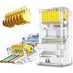 Derwell 30 Adet Yeni Nesil RJ45 Cat5 Cat6 Ethernet Internet Kablo Soketi Konnektör Delikli 8P8C Jack Utp Kablo Ucu Gold Plated Jack