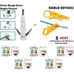 Derwell 5 Adet Cat6 Keystone Jack 180 Derece Cat6 Priz Soketi Cat6 Dişi Soket Piriz + 1 Adet Krone Bıçağı Krone Reglet Pensesi Kep Kep RJ45 Punch Ağ Araç Kiti + 1 Adet Kablo Soyucu Sarı Network Aksesuarları