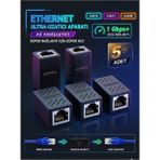 Derwell 5 Adet Gigabit Destekli RJ45 Dişi Dişi CAT5E/CAT6/7/8 Ethernet Internet Lan Ağı Birleştirici Ara Aparatı Hız Desteği 10/100/1000 Mbps (Gigabit Ethernet) Birleştirici