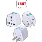Derwell 5 Adet Ingiltere Abd Fiş Adaptörü 2 Pinli Amerikan Avrupa Seyahat Güç Adaptörü Dönüştürücü Priz - Beyaz