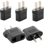 Derwell 5 Adet Türk Fişi Amerikan Tip Fişe Çevirici Seyahat Adaptörü 2 Pinli Düz Plug Travel Adapter Fiş Priz Dönüştürücü Piriz Siyah