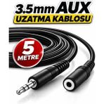 Derwell 5 Metre 3.5mm Erkek Kadın Ses Kulaklık Uzatma Kablosu Telefon Tablet Ses Aux Adaptör 5mt Jak Kablosu Ses Uzatma Ara Kablo