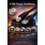 Derwell 5 Metre 5Mt Yazıcı Kablosu Ara Printer Usb Bağlantı Kablosu Network Lazer Hp Canon Brother Kablosu