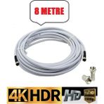 Derwell 8 Metre U6 Kablo Rg6/u6 Uydu Anten Kablosu Tak Kullan Full Hd 3D4K 1080 Uyumludur Hazır Çalıştır - Gri