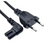 Derwell 80 cm L Uç 90 Derece Power Güç Elektrik Kablosu C7 Ps4/ps3 Teyp Laptop Adaptör Işıldak 2 Pinli Siyah