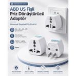 Derwell Abd Us Fişli Priz Dönüştürücü Adaptör Universal Seyahat Priz Çevirici Eu Uk Au Cn Giriş Destekli Çok Amaçlı Dünya Priz Adaptörü Telefon Laptop Şarj Cihazı Uyumlu Beyaz - 2 Adet