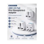Derwell ABD US Fişli Priz Dönüştürücü Adaptör Universal Seyahat Priz Çevirici EU UK AU CN Giriş Destekli Çok Amaçlı Dünya Priz Adaptörü Telefon Laptop Şarj Cihazı Uyumlu Beyaz