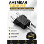 Derwell Amerikan Türkiye Priz Çevirici Dönüştürücü Adaptör Abd Kanada Japonya Uyumlu Fiş Dönüştürücü Seyahat Tipi Akım Korumalı Güvenli Isıya Dayanıklı Kompakt Taşınabilir Mini Şarj Aparat Seti - 1 Adet