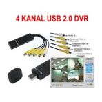 Derwell Easycap Capture Kamera Uydu - Tv Den Pc Kayıt Kartı 4 Kanal Siyah Ses Dönüştürücü ve Kamera Kayıt Kablosu 4 Ch USB Dvr 4 Çevirici Kablo Adaptör