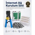 Derwell Mavi Uzun Set & Internet Ağ Kurulum Seti - RJ45 Kablo Sıkma Pensesi, RJ11 RJ45 Kablo Test Cihazı, 100 Adet Cat6 CAT5E Konnektör Jak ve 100 Adet Gri Jak Koruyucu Kılıf Boot - Mavi Uzun SET 4 in 1
