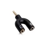Derwell Mikrofon Kulaklık Ayırıcı Dönüştürücü Jak Çoklayıcı Y Tipi 3.5mm Aux Splitter Kablosu Bilgisayar Laptop PC Telefon Uyumlu Kulaklık Çoğaltıcı Mikrofon Dönüştürücü Aparat Siyah Altın Uçlu Adaptör