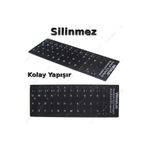 Derwell Türkçe Q Klavye Etiketi Laptop Pc Sticker Kaliteli Pvc-Keyboard Sticker PVC Harf Çıkartmaları Siyah