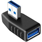 Derwell USB 3.0 Sola Açılı Konnektör Erkek Dişi 90 Derece Uzatma Adaptörü Left Yüksek Hızlı USB Yeni 3.0 Sürümü