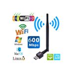 Derwell Usb Kablosuz Wireless 600 Mbps Wifi Çekim Yükseltici Adaptör Pc Ağ Lan Kartı Antenli Güçlendirici