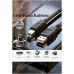Derwell Yazıcı Kablosu Printer Usb Bağlantı Bağlama Network Lazer Hp Canon Brother Uyumlu Ara Kablo 3 Metre