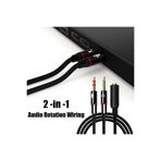 Derwell Yeni Kulaklık Ses Mikrofon Ayırıcı Dönüştürücü Çoklayıcı Kablo (1x3.5 Dişi- 2 X 3.5mm Erkek) SİYAH