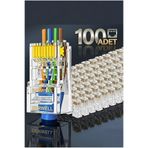 Derwell Yeni Nesil Rj45 Cat5 Cat6 Ethernet Internet Kablo Soketi Konnektör Delikli 8p8c Jack Utp Uç 100 Adet