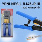 Derwell Yeni Nesil RJ45 - RJ11 Ikili Konnektör - Cat5 Cat6 Ağ Network Utp 8P8C Jak Telefon Kablosu Sıkma Pensesi
