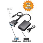 Derwell Yeni Nesil VGA To Hdmı Adaptörü Çıkış 1080P VGA Erkek Hdmı Kadın Ses Video Kablosu Dönüştürücüsü