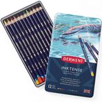 Derwent 12 Renk Metal Kutulu Inktense Serisi Mürekkep Bazlı Sulu ve Kuru boya Kalem Seti