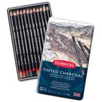 Derwent 12'li Set Tinted Charcoal Sulandırılabilen Renkli Füzen Kalem
