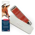 Derwent 6 Renk Metal Kutulu Drawing Serisi Yağlı Kuru Kalem Seti