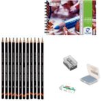 Derwent Eskiz Başlangıç Seti 1 + Dereceli Kalem + A5 Defter + Dağıtıcı Set + Silgi + Açacak + Hamur Silgi - Karışık-Çok Renkli - standart
