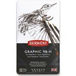Derwent Graphic Dereceli Kalem Seti Soft (Karakalem Eskiz Çizim Seti) (Sketching) 12'li Teneke Kutu