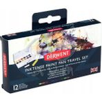Derwent Inktense 12'li Yarım Tablet Sulu Boya Seyahat Seti Profesyonel Kalite Renkli