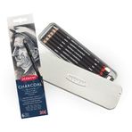 Derwent Kömür Kalemleri, Çizim ve Yazma, 6'lı Set, Açık, Orta, Koyu ve Renkli Kömür, Karıştırma ve Bulaşma için İdeal, Kalemtıraş Dahil, Profesyonel Kalite, 0700838