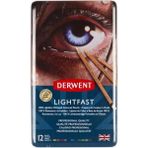 Derwent Lightfast Kuru Boya Kalem Seti 12 Renk Metal Kutu