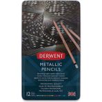 Derwent : Metallic Pencil : Kuru Boya Kalem Seti : 12 Renk (Metal Kutu) - Karışık Renk
