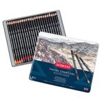 Derwent Tinted Charcoal 24'lü Set Sulandırılabilen Renkli Füzen Kalem