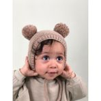 Dery Baby Sütlü Kahve Ponponlu El Örgüsü Unisex Bebek/Çocuk Bere Düz Renk Tasarım - 6 - 12 Ay