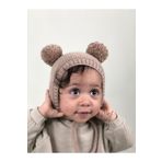 DERY BABY Unısex Ponponlu Bebek Örgü Bone Bere-sütlü Kahve 4001