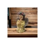 DERYA DESİNG ART Dekoratif Sarı Melek Heykel Biblo, 17x15cm, El Boyalı Polyester Figür