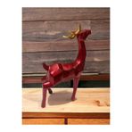 DERYA DESİNG ART Dekoratif Yılbaşı Kırmızı Kubik Geyik Biblo Heykel, 25x11 cm, Polyester