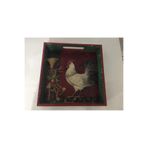 DERYA DESİNG ART Dekoratif Yılbaşı Temalı Horoz Desenli Tepsi, 25x25cm, Kırmızı