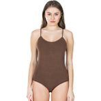 Derya Kurşun 310 Kahverengi İp Askılı Kadın Çıtçıtlı Body