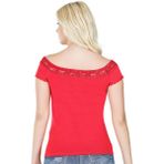 Derya Kurşun Dantelli Kadın Tişört 259 - L - XL - Kırmızı