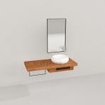 Deryawood Açık Ceviz Genüs Ahşap Banyo Rafı