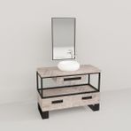 Deryawood Beyaz Eskitme Aves Ahşap Çekmeceli Banyo Dolabı