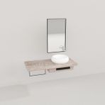 Deryawood Beyaz Eskitme Genüs Ahşap Banyo Rafı