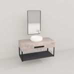 Deryawood Beyaz Eskitme Wind Ahşap Banyo Rafı