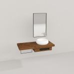 Deryawood Ceviz Pürüzsüz Genüs Ahşap Banyo Rafı