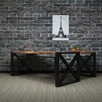 Deryawood Gold Masif Ahşap L Ofis Masası Modüllü 220x85x76cm+(75x75cm Yan Modül) Kahverengi