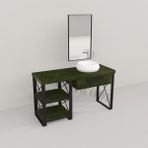Deryawood Yeşil Eskitme Larix Banyo Dolabı