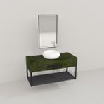 Deryawood Yeşil Eskitme Wind Ahşap Banyo Rafı