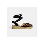 Desa Limited Edition Siyah Kadın Çiçek Nakışlı Jüt Bağcıklı Slingback Espadril